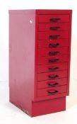 BRITISH MODERN DESIGN - MID CENTURY RED FILING CABINET