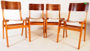 BRITISH MODERN DESIGN - SET OF FOUR BENTWOOD STACKING CHAIRS