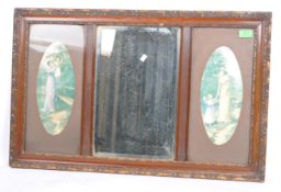 19TH CENTURY ART NOUVEAU TRIPTYCH CARVED FRAME WALL MIRROR