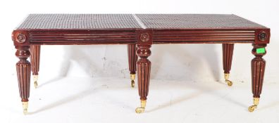 VICTORIAN REVIVAL MAHOGANY & RATTAN OTTOMAN
