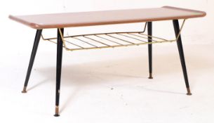 MID 20TH CENTURY BRASS AND FAUX TEAK EFFECT COFFEE TABLE