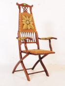 EDWARDIAN WALNUT FOLDING CAMPAIGN ARMCHAIR