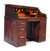 EARLY 20TH CENTURY1920S OAK TAMBOUR ROLL TOP DESK