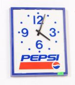 PEPSI - MID CENTURY BRANDED PLASTIC WALL CLOCK