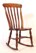 19TH CENTURY VICTORIAN BEECH & ELM WINDSOR ROCKING CHAIR