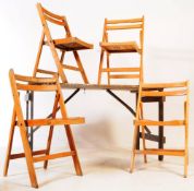 MID CENTURY FOLDING DINING TRESTLE TABLE AND CHAIRS