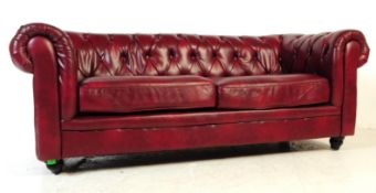 RED OXBLOOD CHESTERFIELD THREE SEATER SOFA SETTEE