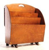 MID CENTURY OAK MAGAZINE RACK WITH SIDE TABLE