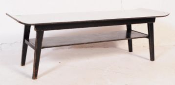 MID 20TH CENTURY 1960S MYER FORMICA SLEIGH TOP COFFEE TABLE