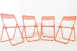 FOUR MID 20TH CENTURY METAL FOLDING CHAIRS