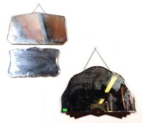 COLLECTION OF THREE FRAMELESS HANGING WALL MIRRORS