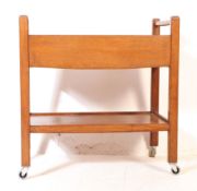 1950S SOLID OAK TWO TIER BUTLERS SERVING DRINKS TEA TROLLEY