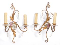 PAIR OF ORIGINAL 1940'S ITALIAN VENETIAN GLASS WALL LIGHT SCONCES