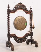 VICTORIAN CHINESE HANGING BRONZE GONG & STAND