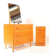 MEREDEW - MID 20TH CENTURY OAK DRESSING TABLE & BEDSIDE TABLE