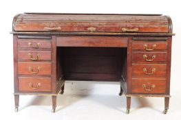 VINTAGE 20TH CENTURY 1940S TAMBOUR MAHOGANY DESK