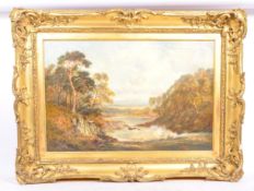 19TH CENTURY ENGLISH SCHOOL TREE LINED RIVER BANK SCENE