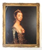 LARGE GILT FRAME 18TH CENTURY PORTRAIT STUDY PRINT