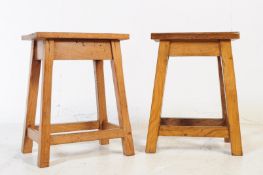 TWO EARLY 20TH CENTURY OAK COUNTRY FARMHOUSE STOOLS