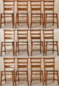 TWELVE VICTORIAN BEECH AND ELM WINDSOR DINING CHAIRS