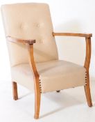EARLY 20TH CENTURY 1930S OAK FRAME FIRESIDE ARMCHAIR