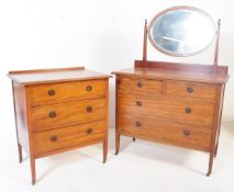 EDWARDIAN MAHOGANY INLAID CHEST OF DRAWERS & DRESSING TABLE