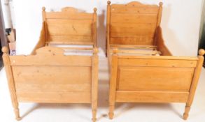 TWO 19TH CENTURY MATCHED PINE WOOD SINGLE BEDS - FRAMES