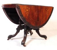 VICTORIAN 19TH CENTURY MARQUETRY INLAID DROP LEAF TABLE
