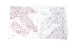 TWO SECOND WORLD WAR SILK ESCAPE MAPS - ITALY