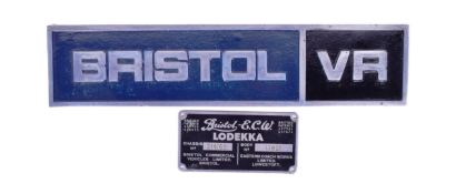 BRISTOL BUS INTEREST - LODEKKA CHASSIS PLATE & BRISTOL VR PLAQUE