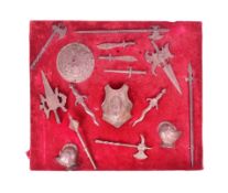 20TH CENTURY DISPLAY OF MEDIEVAL WEAPONS & ARMOUR