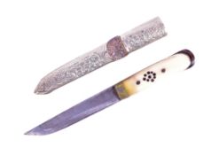 19TH CENTURY TIBETAN BONE HANDLED DAGGER