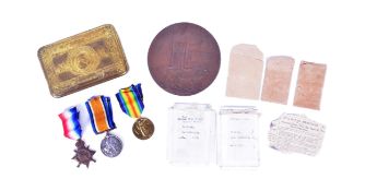 WWI FIRST WORLD WAR MEDAL TRIO & DEATH PLAQUE