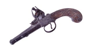 18TH CENTURY FLINT LOCK PISTOL - T SMITH WORCESTER