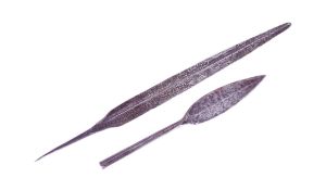 TWO AFRICAN TRIBAL SPEAR HEADS