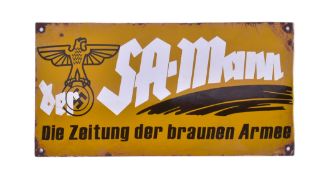 WWII SECOND WORLD WAR GERMAN SA BROWNSHIRTS ENAMEL SIGN
