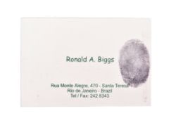 GREAT TRAIN ROBBERY - RONNIE BIGGS (1929-2013) - PERSONAL BUSINESS CARD