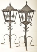 PAIR OF 19TH CENTURY WROUGHT IRON WALL LANTERN LIGHTS