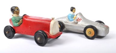 TWO VINTAGE 20TH CENTURY METAL SINGLE SEATER RACING CAR MODELS