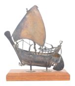 MID 20TH CENTURY SCRATCH BUILT WHITE METAL MODEL BOAT