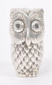 SILVER PINCUSHION IN THE FORM OF AN OWL