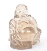 20TH CENTURY SMOKY QUARTZ BUDDHA FIGURE