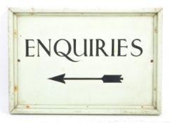 VINTAGE 20TH CENTURY PAINTED ENQUIRIES SIGN