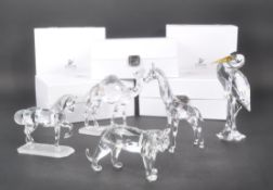 SWAROVSKI - FIVE SILVER CRYSTAL ANIMAL FIGURES