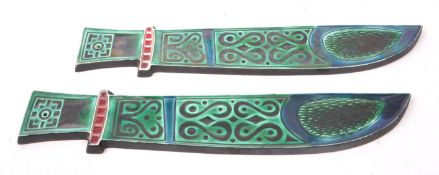 POOLE POTTERY - PAIR OF RICHARD JEFFERSON DAGGER PLAQUES