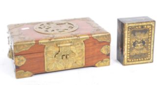 20TH CENTURY CHINESE BRASS BOUND JEWELLERY BOX