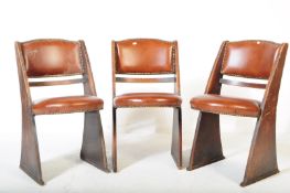 SET OF THREE 1920S ART DECO LEATHER & OAK CHAIRS