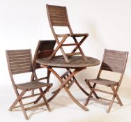 CONTEMPORARY TEAK GARDEN TABLE & FOLDING CHAIRS
