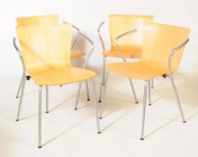 VICO MAGISTRETTI FOR FRITZ HANSEN - FOUR 20TH CENTURY DUO STACKING DINING CHAIRS
