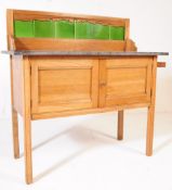 EDWARDIAN OAK & MARBLE WASHSTAND